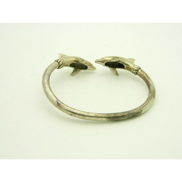 Kabana Signed KBN Sterling Silver Dolphin Wrap Bangle Tension Bracelet 17g - Picture 3 of 4